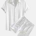 Linen Rayon Blend Shirt & Linen Drawstring Shorts Set