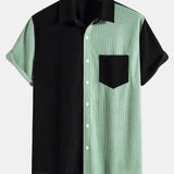 Short Sleeve Two-Tone Corduroy Shirt & Corduroy Shorts Set