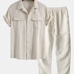Linen Cuban Shirt with Pockets & Straight Leg Linen Pants Set