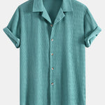 Textured Seersucker Short Sleeve Shirt & Drawstring 6“ Shorts Set
