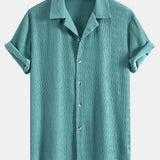 Textured Seersucker Short Sleeve Shirt & Drawstring 6“ Shorts Set