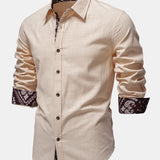 Contrast Paisley Print Linen Shirt & Straight Leg Linen Pants Set