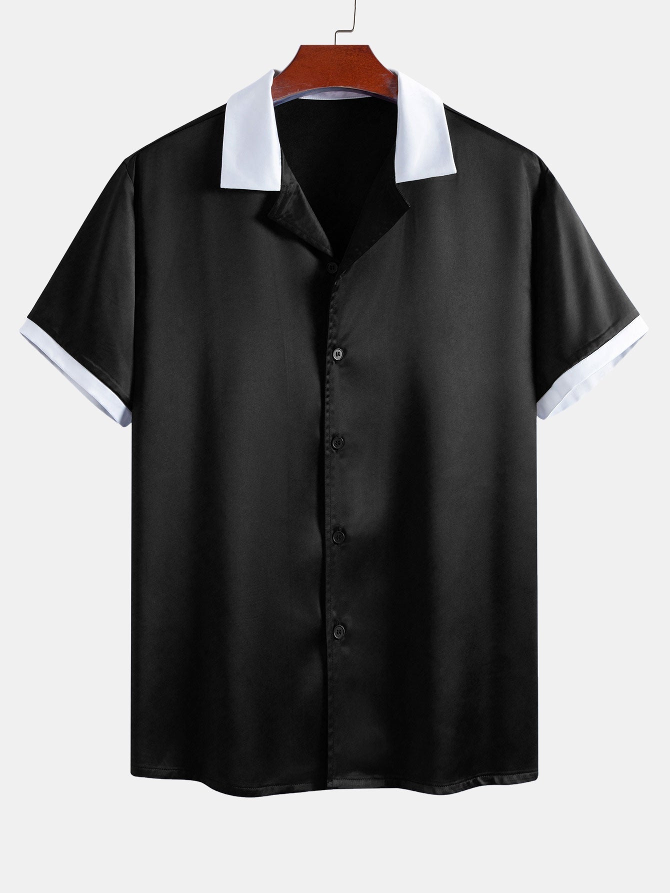 Contrast Satin Shirt & Contrast Satin 7“ Shorts Set