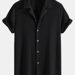 Waffle Textured Cuban Shirt & Straight Leg Linen Pants Set