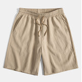 Linen Rayon Blend Shirt & Crinkled Textured Drawstring Shorts Set