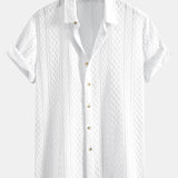 Geometry Rhombus Jacquard Shirt & Crinkle Textured Pants Set