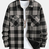 Flannel Fleece Lined Plaid Shirt with Pockets