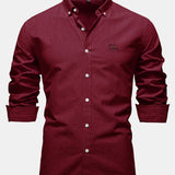 Cowboy Embroidery Cotton Oxford Button Up Shirt