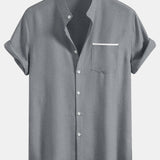 Contrast Pocket Stand Collar Shirt
