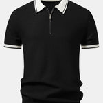 Contrast Zipper Knit Polo & Slim Fit Tapered Trousers Set