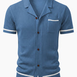 Contrast Trim Open Knit Shirt