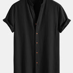 Crinkled Textured V Neck Shirt & Straight Leg Linen Pants Set