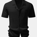Plaid Open Knit Shirt & Straight Leg Linen Pants Set