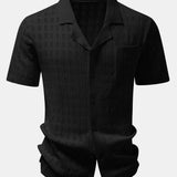 Plaid Open Knit Shirt & Straight Leg Linen Pants Set