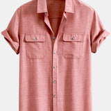 Textured Button Up Shirt with Two Pockets