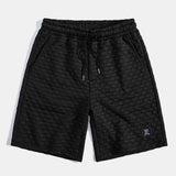 Checkerboard Stand Collar Shirt & Checkerboard Jacquard Shorts Set