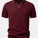 Geometric Jacquard Johnny Collar Polo & Slim Fit Tapered Trousers Set