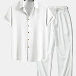 Crinkled Textured Shirt & Straight Leg Pants Set