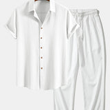 Crinkled Textured Shirt & Straight Leg Pants Set