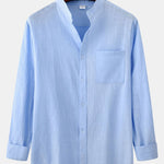 Long Sleeved Textured Stand Collar Shirt