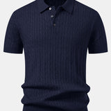 Twisted Jacquard Knit Polo & Slim Fit Tapered Trousers Set