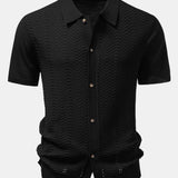 Textured Jacquard Button Up Knit Shirt