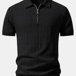 Twisted Jacquard Zipper Knit Polo & Slim Fit Tapered Trousers Set