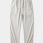 Linen Rayon Blend Shirt & Stripe Straight Leg Linen Pants Set