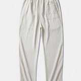 Linen Rayon Blend Shirt & Stripe Straight Leg Linen Pants Set