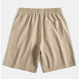 Geometric Jacquard Eyelet Cuban Shirt & Crinkled Textured Drawstring Shorts Set