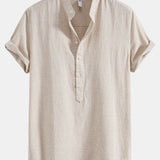 Half Open Collar Linen Shirt