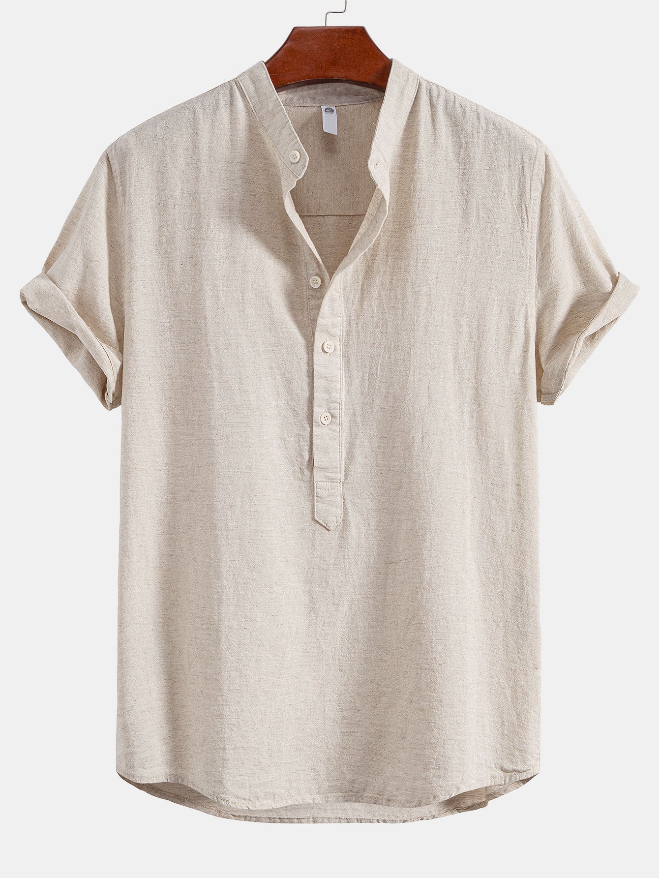 Half Open Collar Linen Shirt