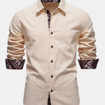 Contrast Paisley Print Linen Shirt & Straight Leg Linen Pants Set
