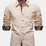 Contrast Paisley Print Linen Shirt