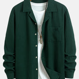 Long Sleeve Waffle Cuban Collar Shirt
