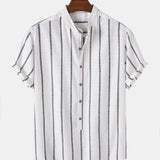 Stripes Cotton Henley Shirts