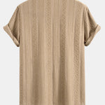 Geometric Jacquard Shirt & Crinkle Textured Drawstring 5" Shorts Set