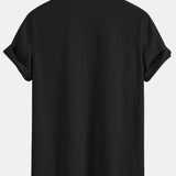 Crinkled Textured V Neck Shirt