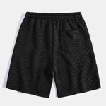 Checkerboard Stand Collar Shirt & Checkerboard Jacquard Shorts Set