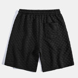 Checkerboard Stand Collar Shirt & Checkerboard Jacquard Shorts Set