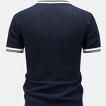 Contrast Trim Knit Polo Shirt & Slim Fit Tapered Trousers Set
