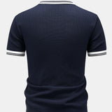 Contrast Trim Knit Polo Shirt & Slim Fit Tapered Trousers Set