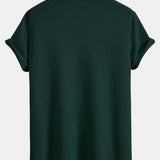 Short Sleeved V-Neck Ribbed Polo & Straight Leg Ribbed Pants Set