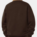 Contrast Corduroy Polo Collar Sweatshirt & Corduroy Pants Set