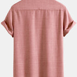 Textured Shirt with Two Pockets & Straight Leg Linen Pants Set