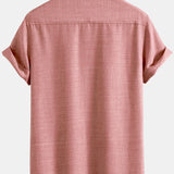Textured Shirt with Two Pockets & Straight Leg Linen Pants Set