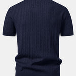 Twisted Jacquard Knit Polo & Elastic Waist Straight Leg Trousers Set