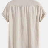 Half Open Collar Linen Shirt
