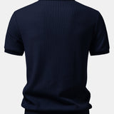 Waffle Johnny Collar Polo with Pocket & Slim Fit Tapered Trousers Set
