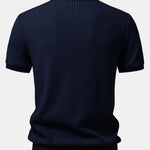 Waffle Johnny Collar Polo with Pocket & Drawstring Knitted Waffle Pants Set